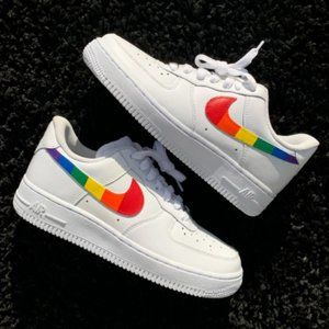 🌈 Nike Air Force 1 Custom Shoes Low Rainbow 🌈 Pride Swoosh All Sizes Men Women